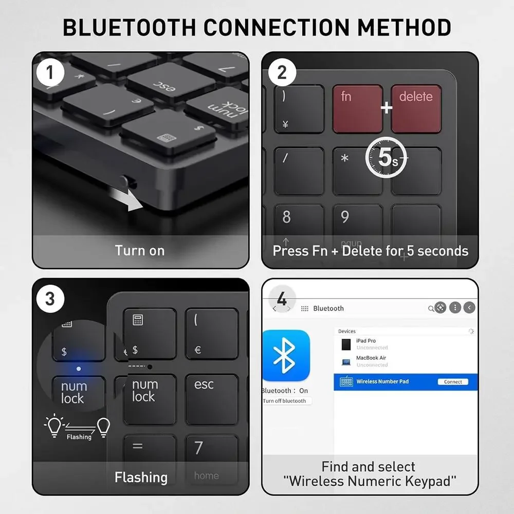 Havit Wireless Bluetooth Numeric Keypad 26 Keys Rechargeable for PC Laptop